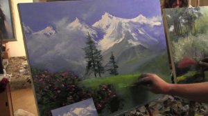 Горы маслом, живопись для начинающих, уроки маслом в Москве, Сахаров