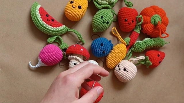 Готовые работы одного заказа ? Много овощей и фруктов амигуруми крючком ?