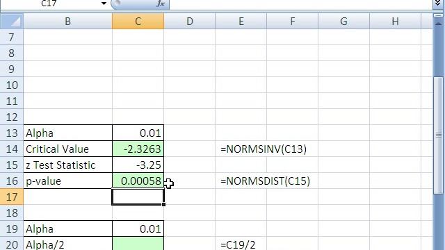 Excel Statistics 90: NORMSINV for Critical Value NORMSDIST for P-value 6 examples смотреть онлайн