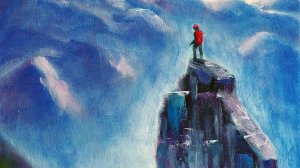 Картина Рассвет в горах. Живопись маслом