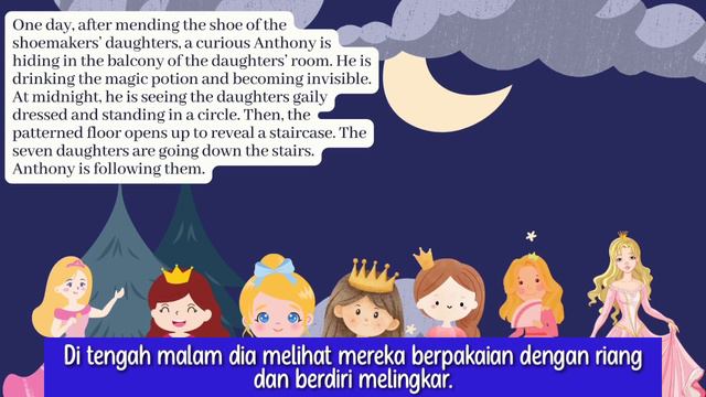 The seven daughters and their secret || The English story in simple present continuous version