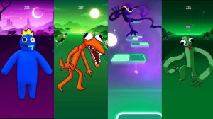 Rainbow Friends - Blue vs Orange vs Purple vs Green | Tiles Hop EDM Rush