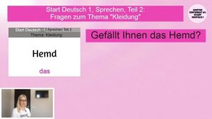 Goethe Zertifikat A1, Start Deutsch 1: Sprechen, Teil 2. Разбор вопросов по теме "Одежда"