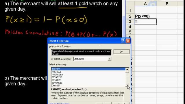 How to Compute Probability in a Poisson Distribution Using Excel - Business Statistics Tips