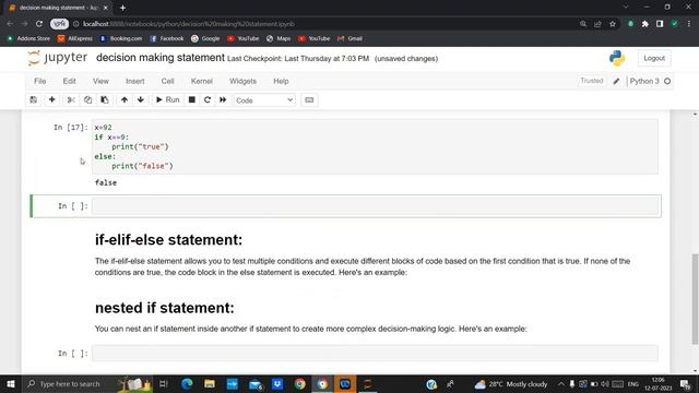 Python Decision Making Statements | if | if..else | if..elif..else | nested if statement