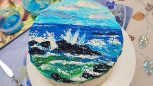 Этапы работы торт Море