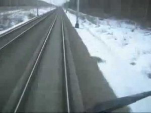 Из кабины электровоза ЧС200 при скорости 200 км/ч/Elektrische locomotief met een snelheid van 200