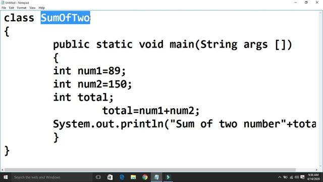 Sum Of Two Numbers in java By AHmeD_RajpOoT (Urdu-Hindi)