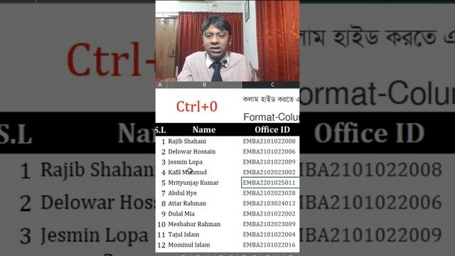 ctrl+0 Excel Shortcut 38 #Shahani Rajib