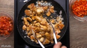 Куриная грудка с овощами/Спагетти в соусе из помидоров и сладкого перца/Быстро, сочно, вкусно,остро