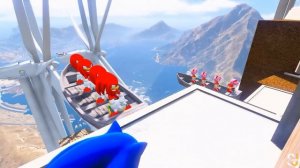GTA 5 Sonic,Tails Vs Eggman, Knuckles Water Ragdolls & Jumps Fails ep.15 (Euphoria Physics)