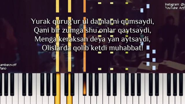 Yulduz Usmonova - Muhabbat | KARAOKE • TEKST • QO'SHIQ MATNI • LYRIC VIDEO CLIP • PIANO VERSION |