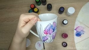 Мастер-класс. Роспись чашки. Цветочные узоры на чашке. Master Class. Cup painting