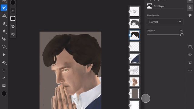 Sherlock oil brush painting in Adobe Fresco смотреть онлайн