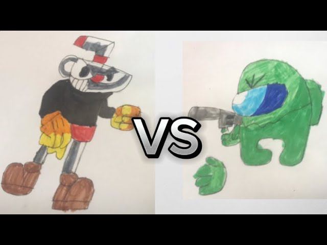Капхед VS зелёный амонгасик (придатель) (2д анимация)