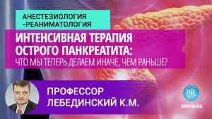 Профессор Лебединский К.М.: Интенсивная терапия острого панкреатита