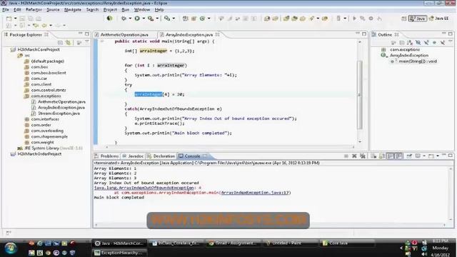 Java Exception Handling Tutorial Online | Array Index Exception Class| Java Training  Course