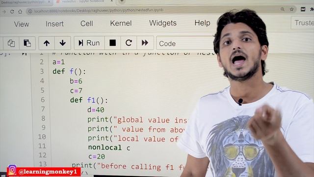 Nested Functions and Non Local Variables in Python || Lesson 33 || Python || Learning Monkey ||