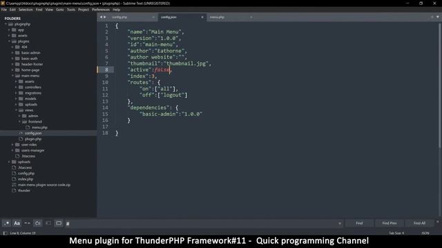 Menu plugin for thunderPHP Framework #11 | Bug fixes | Quick programming tutorial