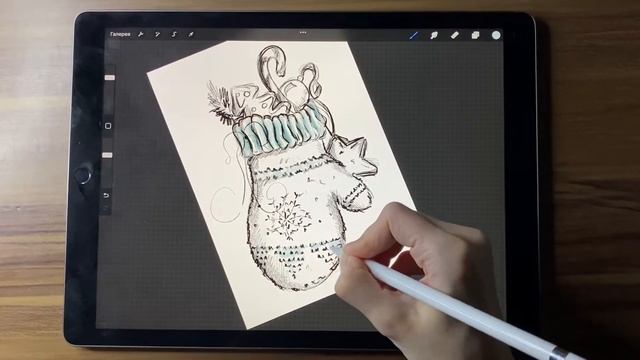 Новогодняя варежка. Рисуем ПОЭТАПНО в стиле СКЕТЧ смотреть онлайн