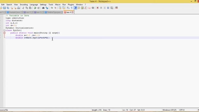Declaring Variables in java