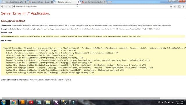 Security Exception error while hosting application смотреть онлайн