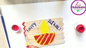 Popsicle stick Diwali card | Handmade diwali card | Diwali #card making | #Diwali greeting card