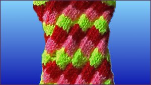 Эстонская спираль спицами. Узор ромбы спицами. Вязание по кругу.