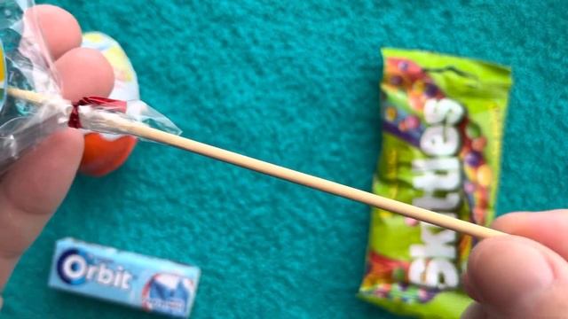 Delicious Rainbow Lollipops ASMR. Skittles. Kinder Surprise. Orbit.
