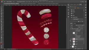 How to Illustrate a Glam Jeweled Candy Cane | Photoshop Mixer Brush & Layer Styles Tutorial