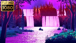 Анимационный фон "Водопады". Cartoon background "Waterfalls".