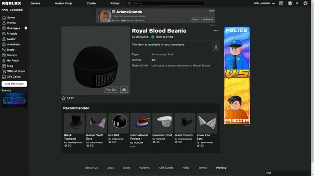 [БЕСПЛАТНАЯ ВЕЩЬ] Как получить ROYAL BLOOD BEANIE | Roblox смотреть онлайн