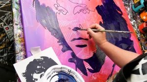 Abstract / Pop Art Painting Demonstration in Acrylics - Brush, Knife, spray - Jim Morrison