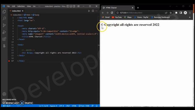 HTML Charset || HTML course for beginners to advanced || HTML tutorial -- Developer Dude