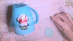 Снеговик.  Новогодний декор кружки из полимерной глины