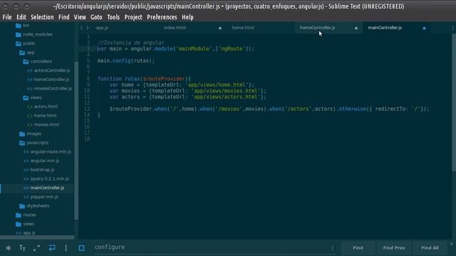 1. Curso AngularJS-NodeJS-MongoDB: Directivas Rutas Controladores y Vistas de AngularJS y NodeJS