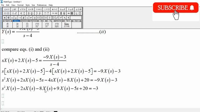 System of Differential Equations (Laplace Transform): x' = -2x + y , y' = -9x + 4y , x(0)=5, y(0)=- смотреть онлайн