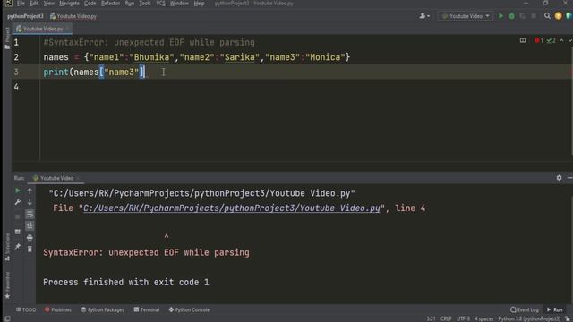 SyntaxError unexpected EOF while parsing - Solved