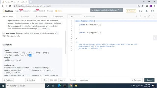 Leetcode | 933. Number of Recent Calls | Java смотреть онлайн