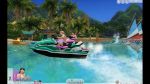 Маринетт и Адриан проводят время вместе на пляже. Sims 4. Дополнение "Жизнь на острове".