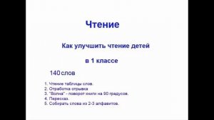Как улучшить технику чтения в 1 классе. 1 класс 140 слов