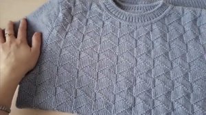 Обзор готового изделия. Джемпер мужской спицами.