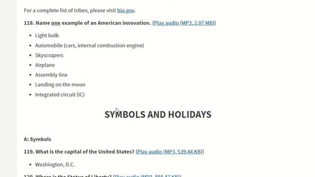 AМЕРИКА. Экзамен на Гражданство США. Версия 2020 года. Часть 7. Вопросы 113-128. смотреть онлайн