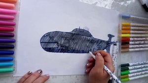 Как нарисовать подводную лодку поэтапно.