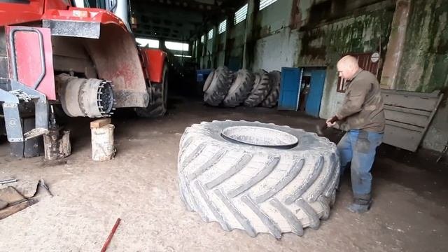 4/ К-735Ст, пробил колесо, ремонт, сезон2022