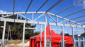 Строительство склада из сэндвич панелей. Нанесение огнезащитной краски на металлконстстр. Беларусь.