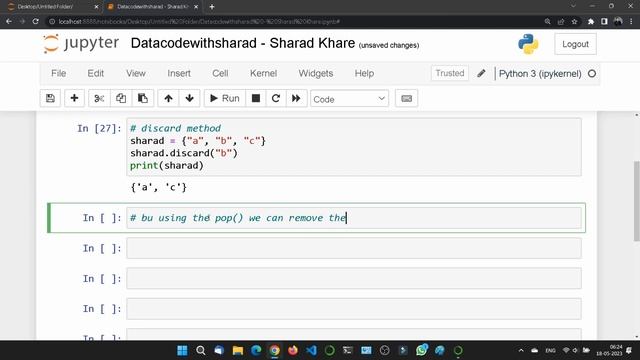 How to remove an item from a set || How to Delete items from a Python set || python tutorial