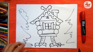 Избушка на курьих ножках | Русские сказки | Урок рисования для детей от 3 лет