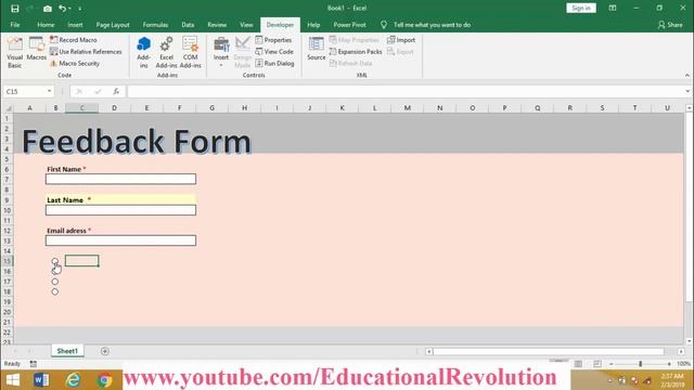 Create userform in excel (Client Feedback)