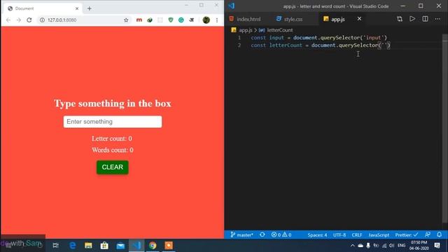 Count lettes and words in a sentence using Vanilla JavaScript | HTML, CSS , Vanilla JS